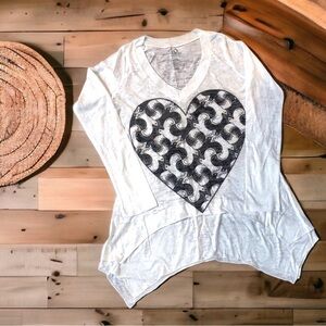 Nwot Go Couture Peace Doves Burnout Shark Bite Top